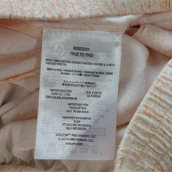 W Volcom Girls Casual Orange White Static Bloom Pull On Shorts NWT Size L 10/12 - Picture 7 of 7